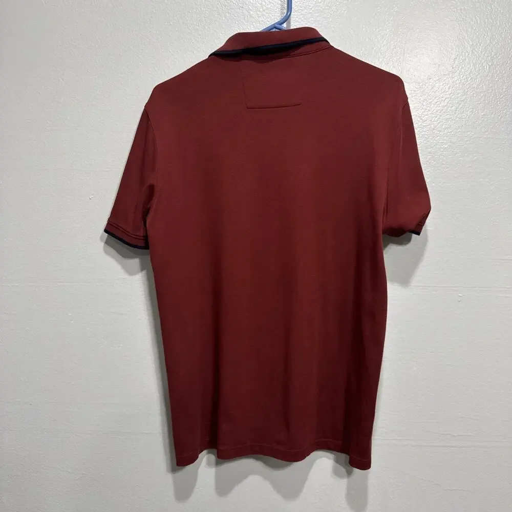 BANANA REPUBLIC Polo Shirt Mens Size L Luxury Touch Maroon Std Fit Short Sleeve